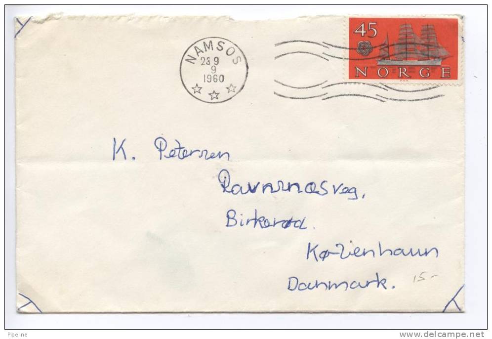 Norway Cover Sent To Denmark Namsos 23-9-1960 (the Cover Has Been Bended) - Storia Postale