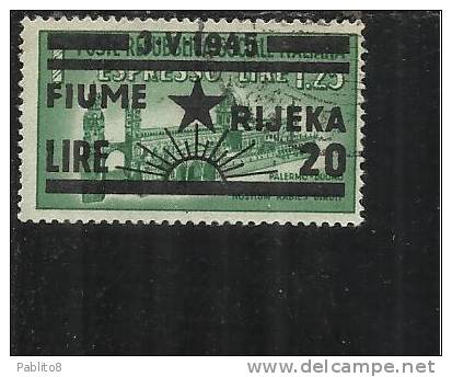 OCCUPAZIONE FIUME 1945 L. 20 SU 1,25 TIMBRATO - Jugoslawische Bes.: Fiume