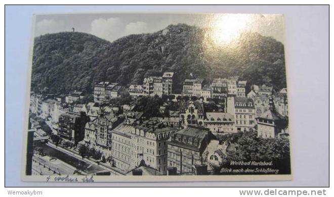 AK Weltbad Karlsbad (Karlovy Vary) Mit Blick Nach Dem Schloßberg Vom 16.7.41 (Böhmen - Tschechien) - Boehmen Und Maehren