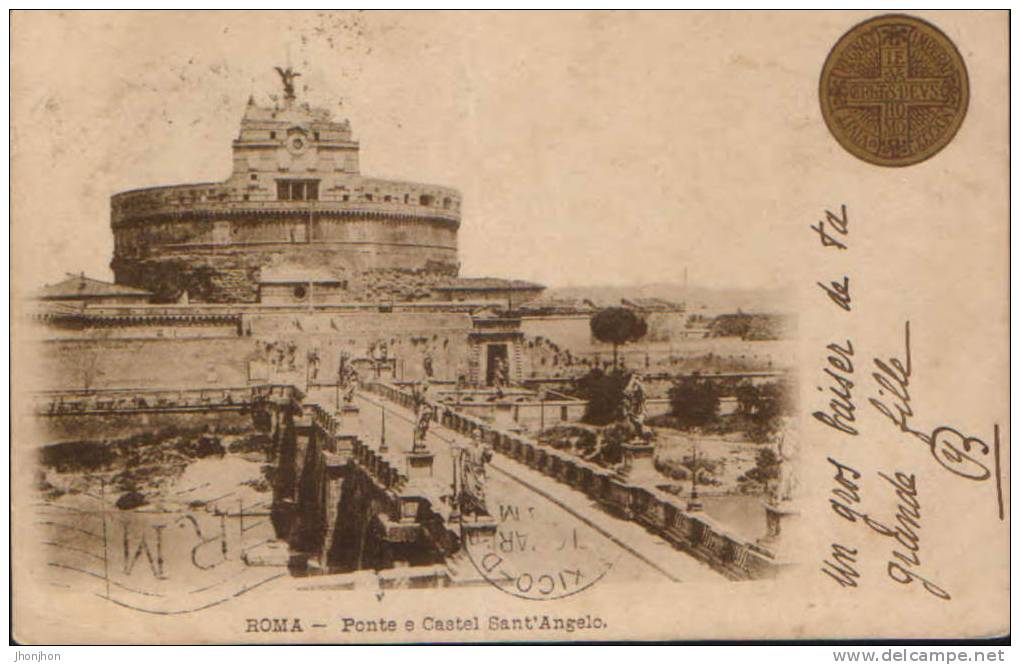 Italia-Postcard 1901-Roma-Castel Sant'Angelo And Bridge-2/scans. - Castel Sant'Angelo