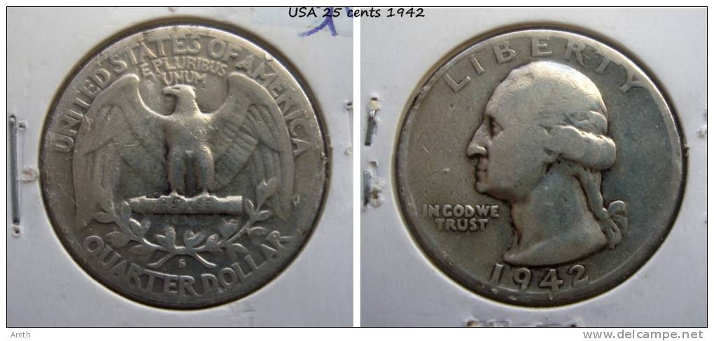 USA  QUARTER DOLLAR - 25 CENTS 1942 - 1932-1998: Washington