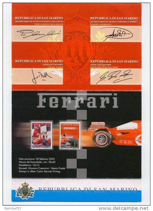 REPUBBLICA DI SAN MARINO - BROCHURE DEDICATA ALLA FERRARI - Errors, Freaks & Oddities (EFO)