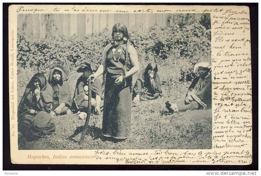 Cpa    Chile   MAPUCHES    Indias Araucanas 1900 - Chili