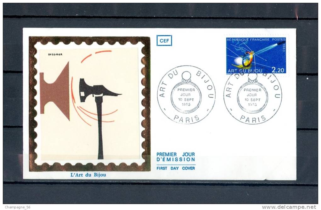 FRANCE 1983 N° 2286  FDC L ' ART DU BIJOU  PARIS 10 SEPT 1983    OBLITÉRÉ YVERT TELLIER 2.20 € - Horlogerie