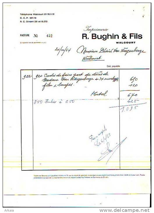 Walcourt - 1964 - R. Bughin & Fils - Imprimerie - Drukkerij & Papieren