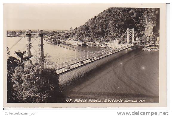 Brazil Cartao Postal Sao Vicente Ponte Foto Ca1940 Vintage Original Postcard Cpa Ak (W3_856) - São Paulo