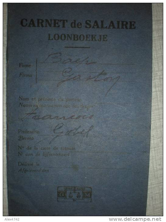 Carnet De Salaire 6 Mois De L´année 1942 - Ohne Zuordnung