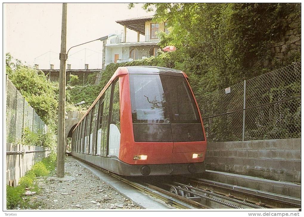 Nº354 POSTAL DE ESPAÑA DE UN FUNICULAR DE MONTJUIC EN BARCELONA (TREN-TRAIN-ZUG) AMICS DEL FERROCARRIL - Trenes