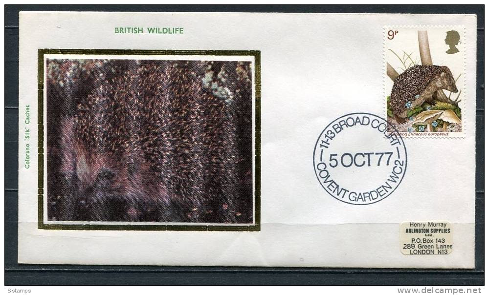 Great Britain 1977 First Day Cover Special Cancel  Colorano \"Silk\" Cachet  British Wildlife - 1971-1980 Decimal Issues