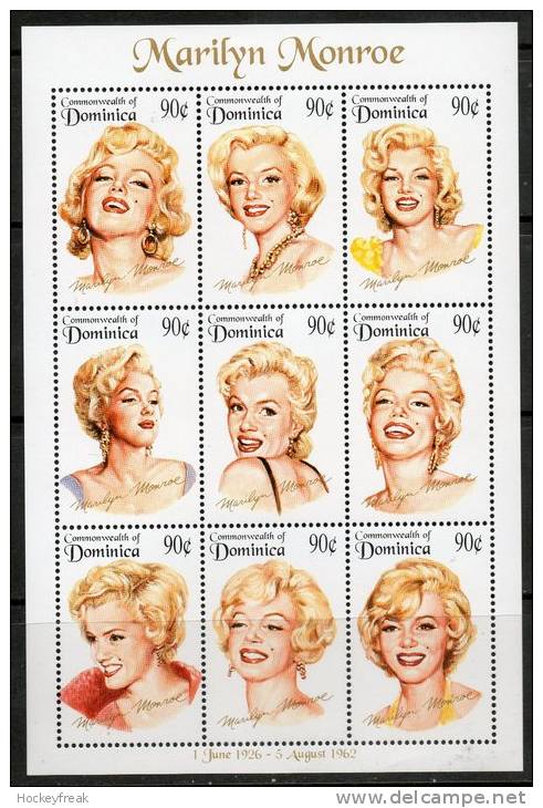 Dominica 1994 - Entertainers, Marilyn Monroe Sheetlet SG1912a MNH Cat £7.65 SG2015 - Dominica (1978-...)