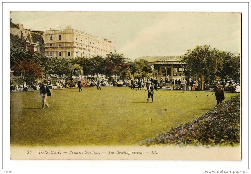 TORQUAY - Princess Gardens - The Bowling Breen - Colorized Card - Blanked Back - Torquay