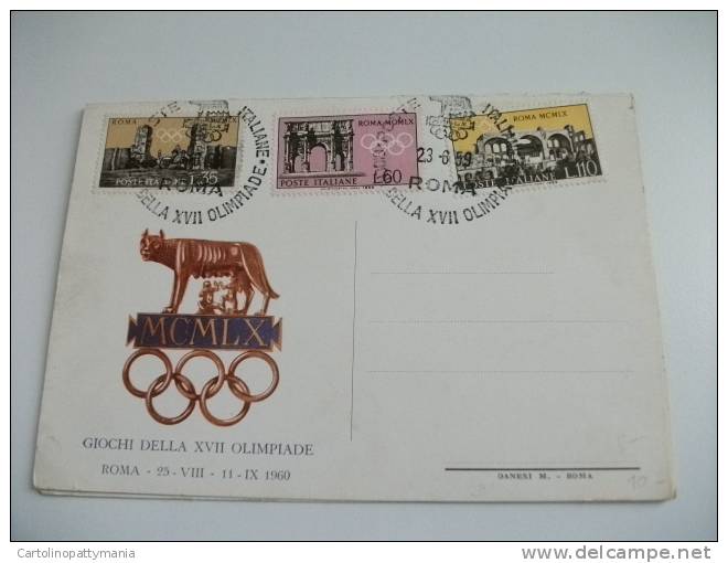 CARTOLINA DOPPIA  OLIMPIONICI DELL'ANTICA ITALIA  LOTTA Giochi Della XVII Olimpiade - Ringen