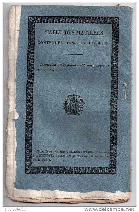 Bulletin De La Société D´Agriculture Du Département Du Cher N° 2 1820 Bourges Instruction Sur Les Prairies Artificielles - Centre - Val De Loire