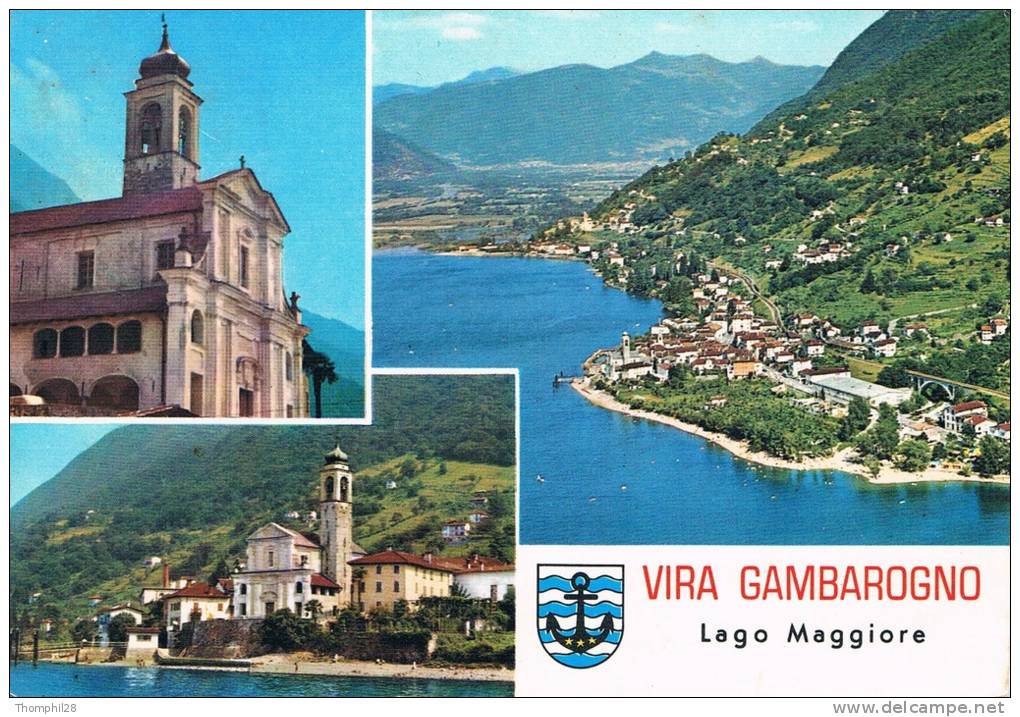 VIRA GAMBAROGNO - Lago Maggiore - Carte Multivues Circulée En 1974, 2 Scans - Gambarogno