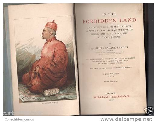 IN THE FORBIDDEN LAND - A. Henry Savage Landor 263 Pages BY Wiliam Heineman 1898 - Asiatica