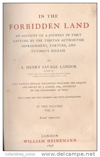 IN THE FORBIDDEN LAND - A. Henry Savage Landor 263 Pages BY Wiliam Heineman 1898 - Azië