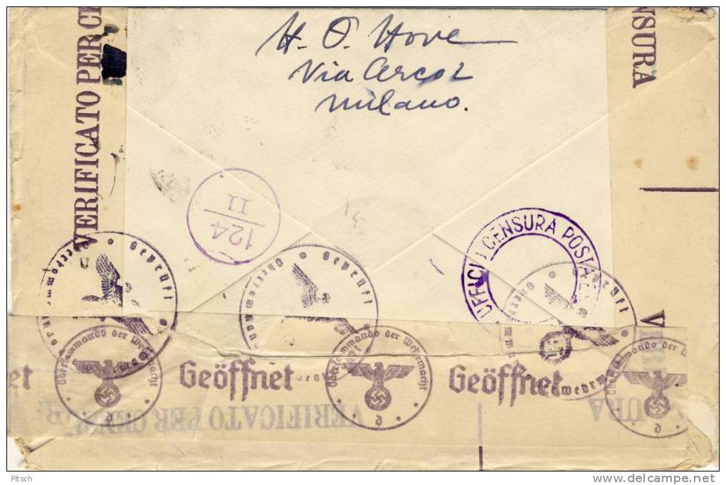 Italy - 1941 Censored To Denmark - Hitler And Mussolini - Poststempel