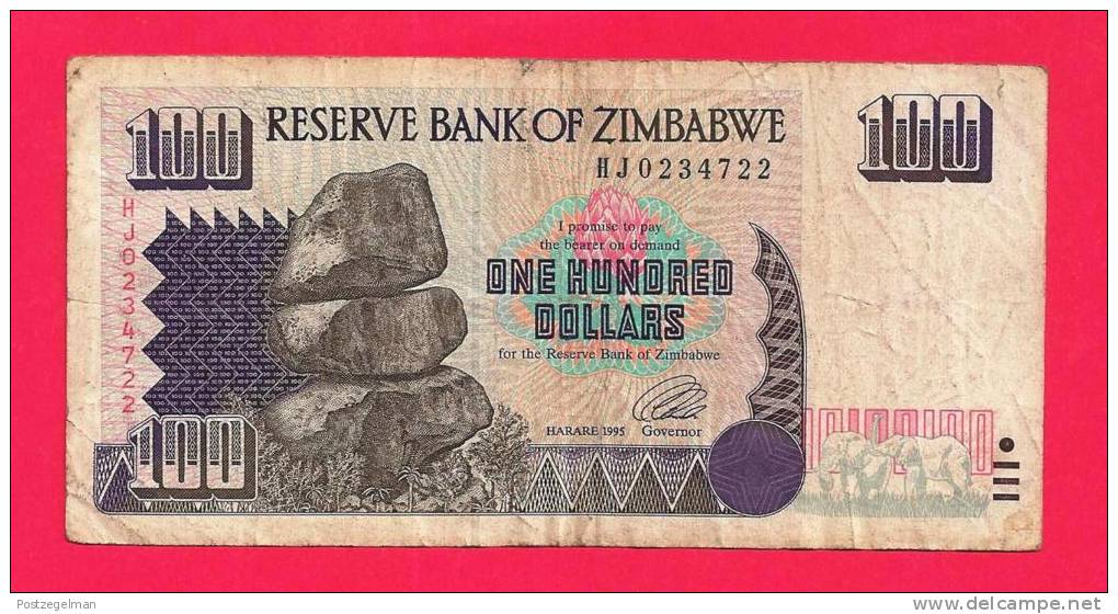 ZIMBABWE 1995 Used (good) Banknote   100 Dollar - Zimbabwe