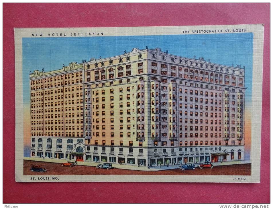New Hotel Jefferson  St Louis – Missouri   1942 Cancel    Linen=   ===ref 753 - St Louis – Missouri