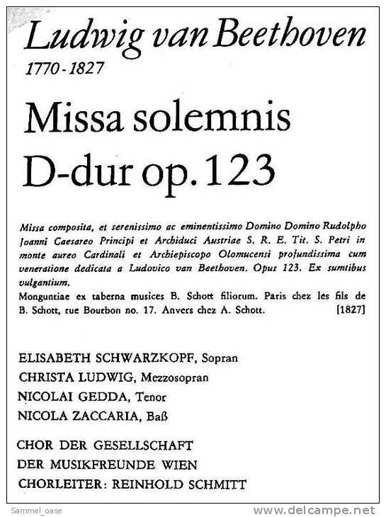 2 LP`s ( Doppel-LP) , Ludwig Van Beethoven Gesamtausgabe - Missa Solemnis D-Dur Op. 123 - Von Eterna - Klassik