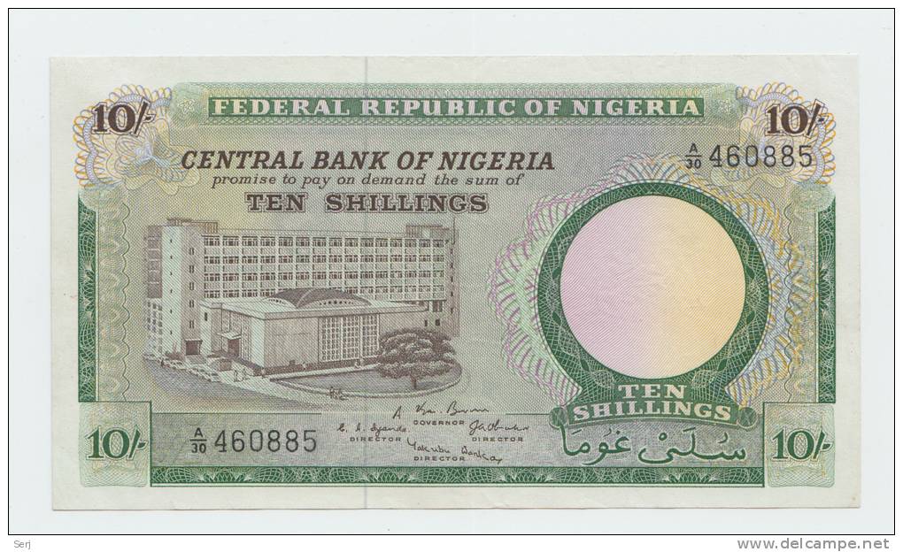 Nigeria 10 Shillings 1967 AXF P 7 - Nigeria