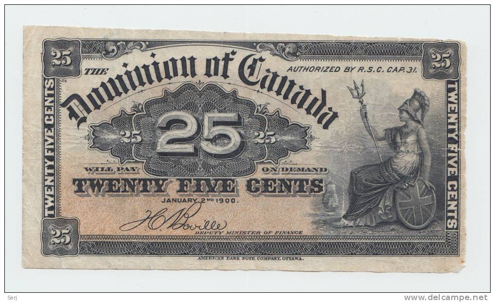 Dominion Of Canada 25 Cents 1-2- 1900 AVF P 9b 9 B - Canada