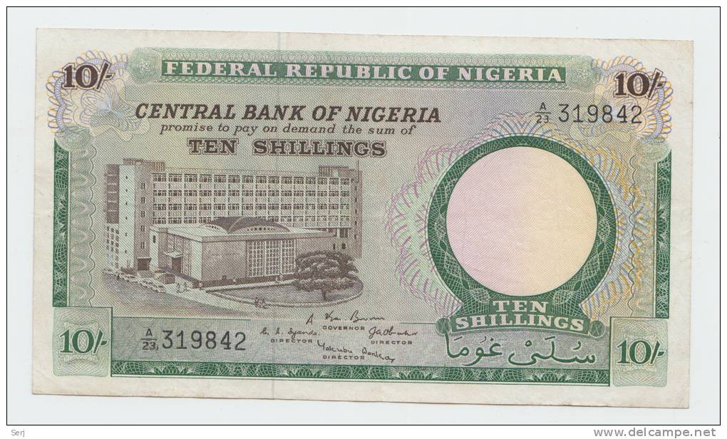 Nigeria 10 Shillings 1967 VF+ P 7 - Nigeria
