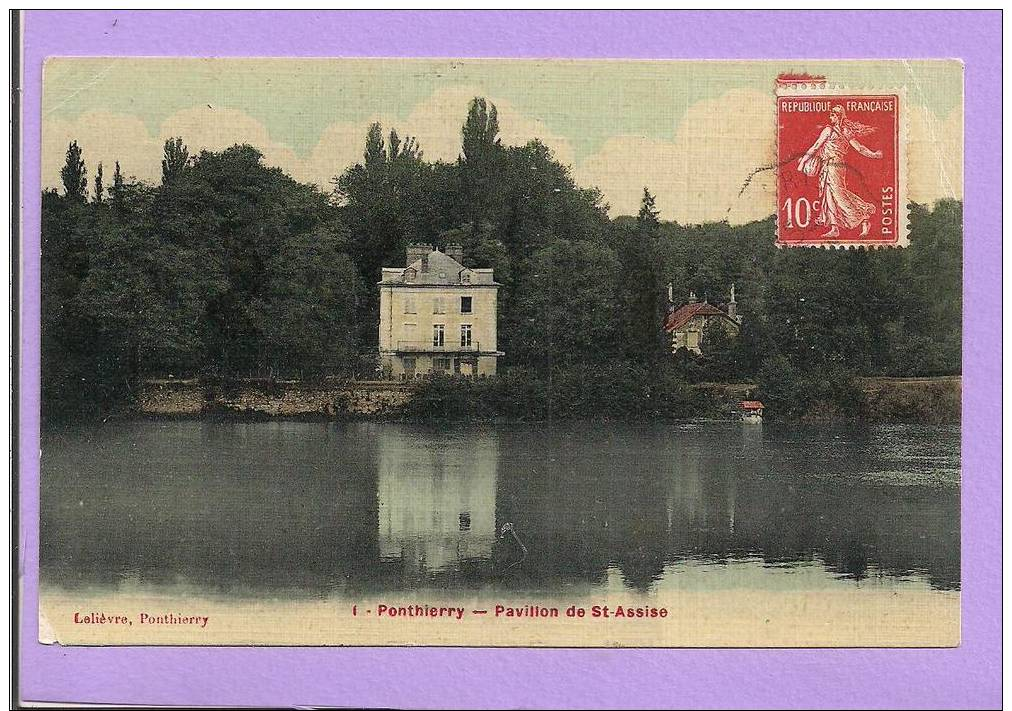 Dépt 77 - Cpa - PONTHIERRY - Pavillon De St-Assise - Effet Toilé - Oblitérée En 1908 - Sonstige & Ohne Zuordnung