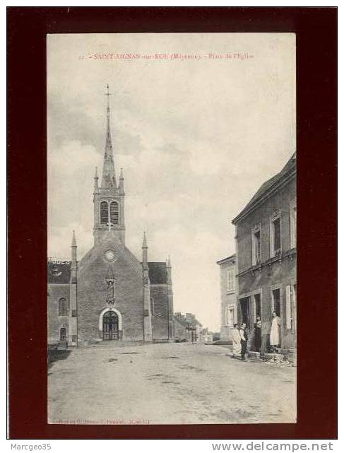 53 Saint Aignan Sur Roë Place De L'église édit. Drouard N° 42 Animée - Saint Aignan Sur Rö