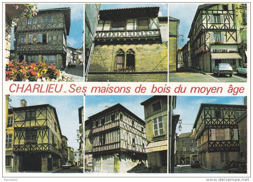 Cp , 42 , CHARLIEU , Ses Maisons De Bois Du Moyen-Age , Multi-Vues - Charlieu