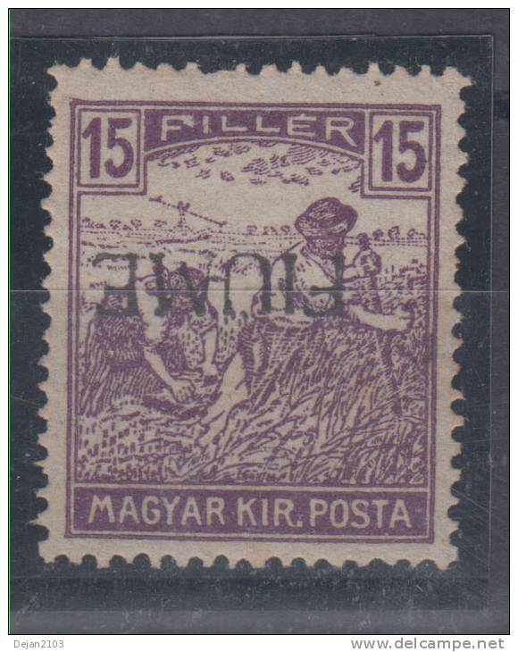 Italy Hungary Fiume 15 Filler Inverted Overprint Mi#13II 1918 MH * - Fiume & Kupa