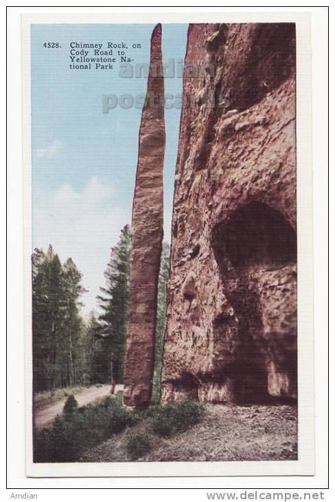 USA, YELLOWSTONE PARK, CHIMNEY ROCK On Cody Road - C1940s-1950s Vintage Unused Postcard - HHT Co  [c2990] - USA National Parks