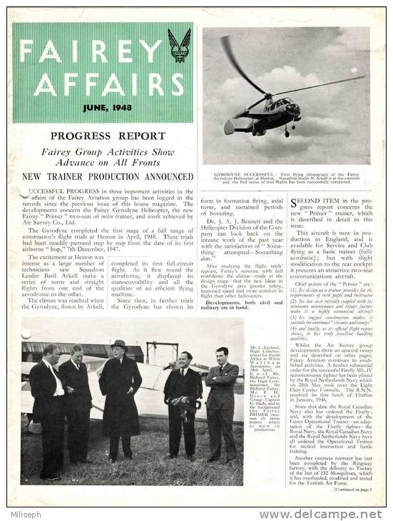FAIREY AFFAIRS - June 1948 - Avions, Bateaux  FAIREY - (SONACA)       (2888) - Engels