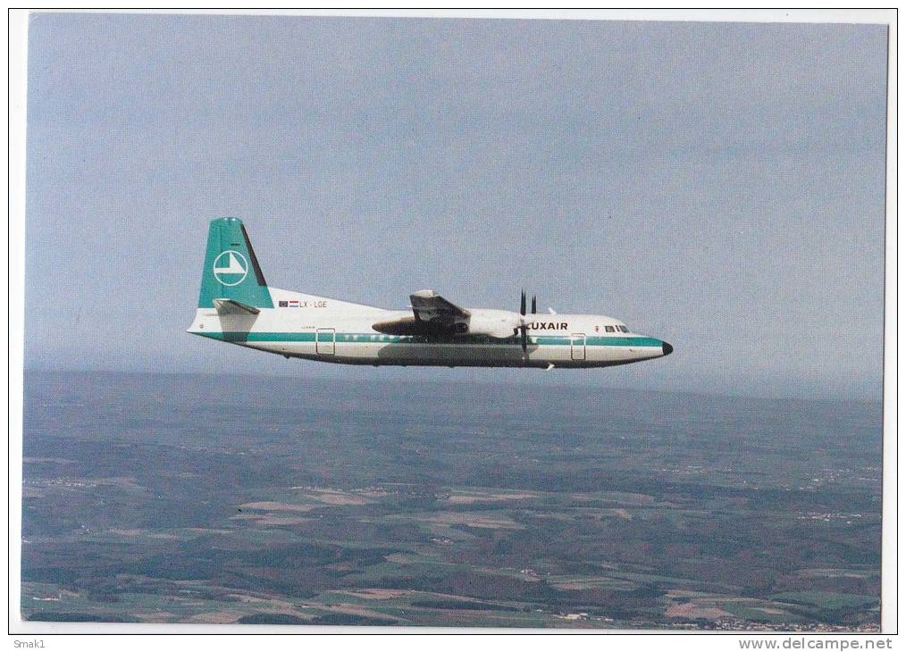 TRANSPORT AIRPLANES FOKKER F-50 LUXAIR LUXEMBOURG AIRLINES LUXEMBOURG BIG POSTCARD - 1946-....: Moderne