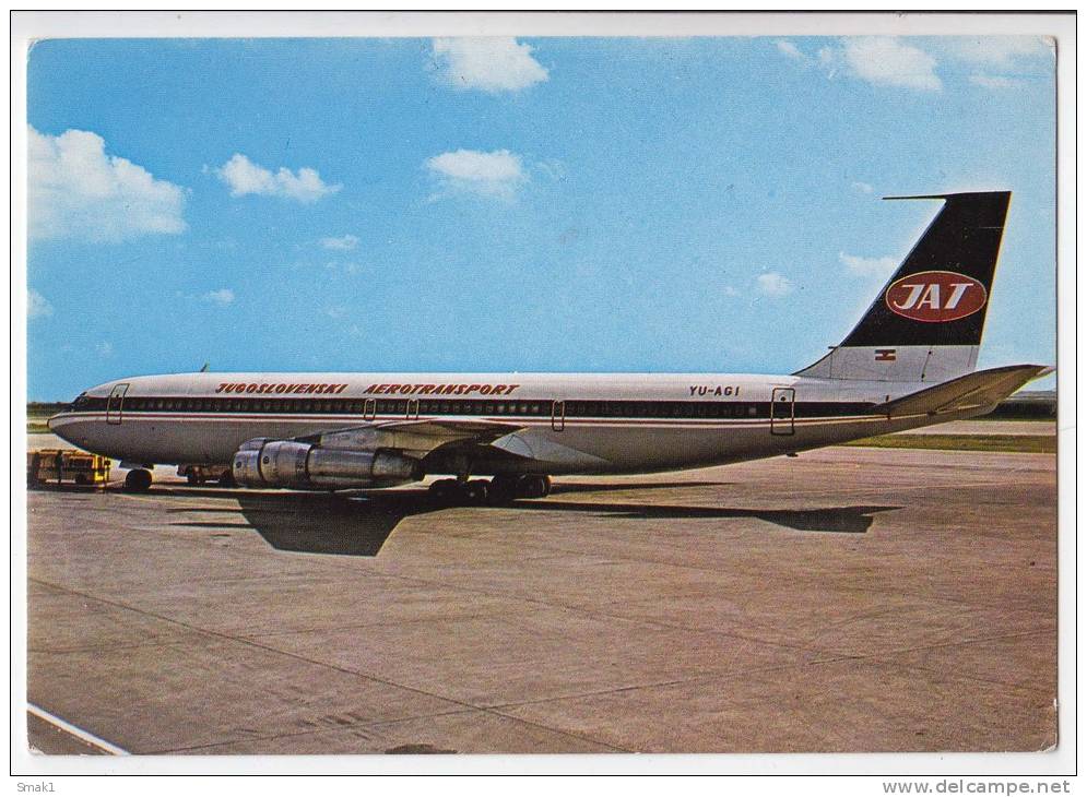 TRANSPORT AIRPLANES BOEING 707 JAT JUGOSLAV AIRLINES YUGOSLAVIA BIG POSTCARD - 1946-....: Moderne