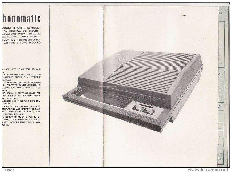 C0951 - ISTRUZIONI E GARANZIA GIRADISCHI PHONOMATIC DISCHI 45 GIRI 1971 - Otros Aparatos