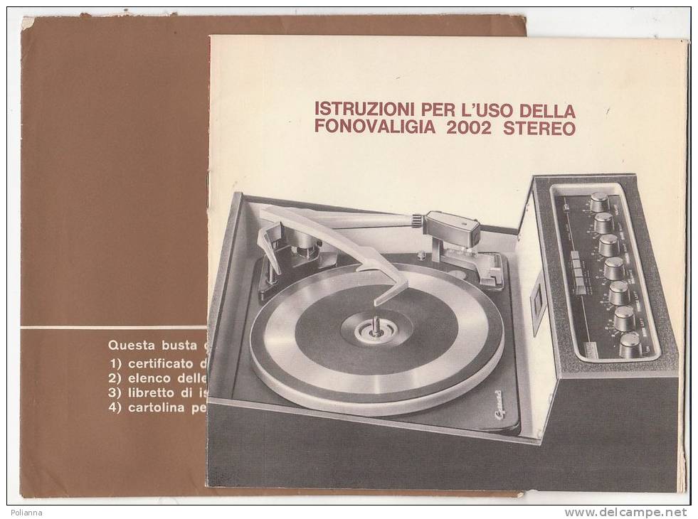 C0952 - ISTRUZIONI FONOVALIGIA STEREO 2000 - GIRADISCHI - DISCHI VINILE - Altri Apparecchi