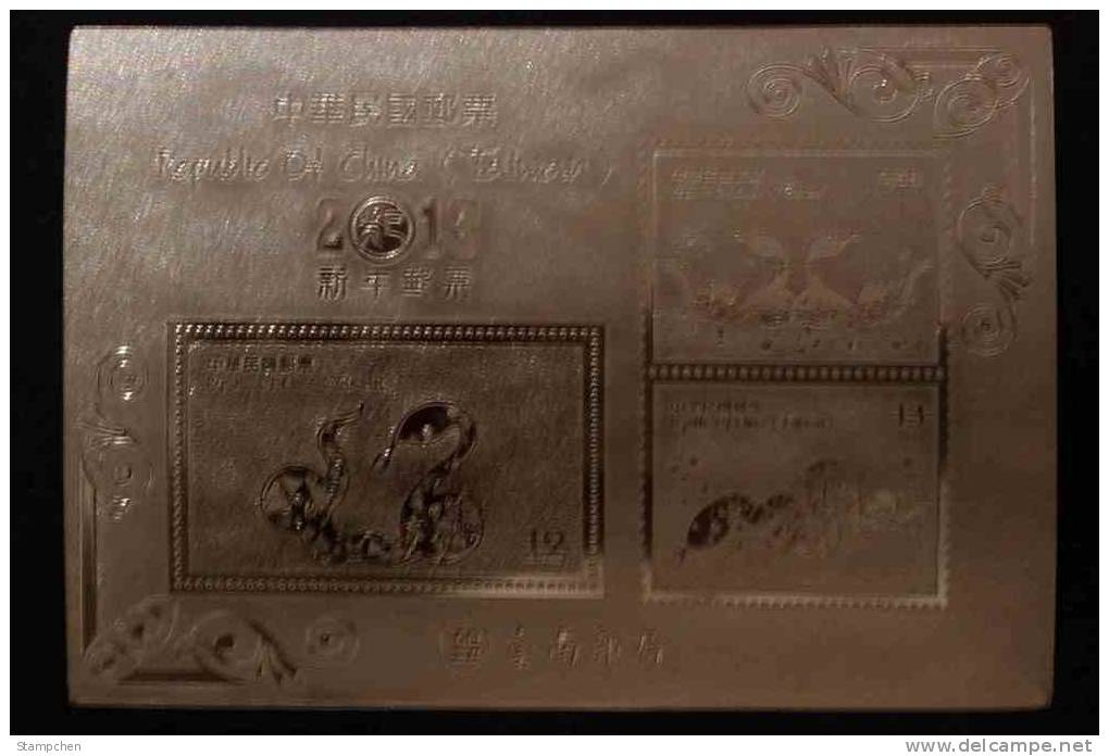 Gold Foil 2012 Chinese New Year Zodiac Stamps & S/s- Snake Serpent Unusual 2013 (Tainan) - Serpents