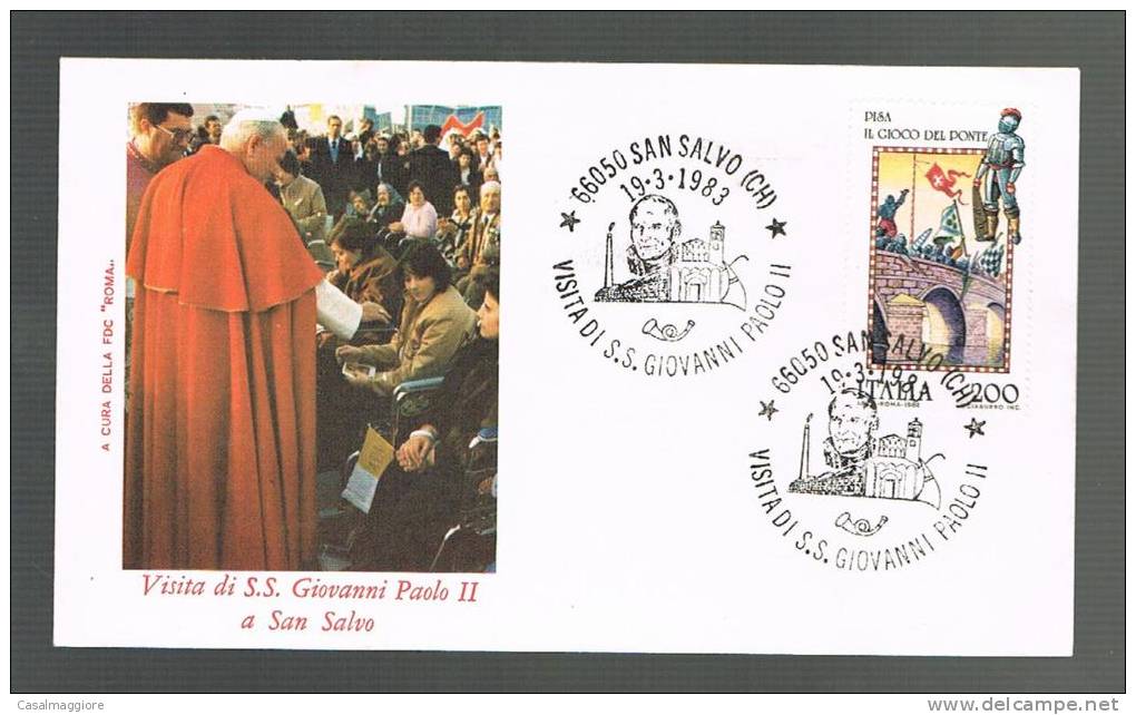 GIOVANNI PAOLO II - VISITA A SAN SALVO - ANNULLO SPECIALE  19.3.1983 - BUSTA - - Popes