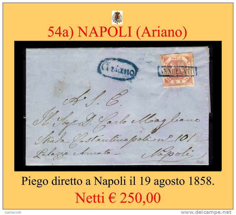 Ariano-00054a - Piego (con Testo) Del 19 Agosto 1858 -i - Napels