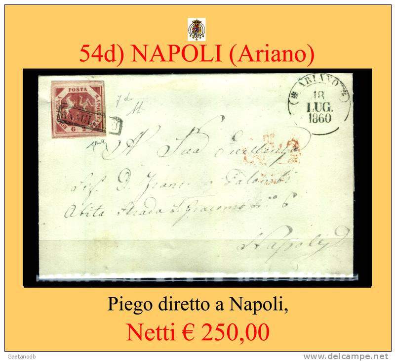 Ariano-00054d - Piego (senza Testo) - Due Due Sigle Di Perizia. - Napoli