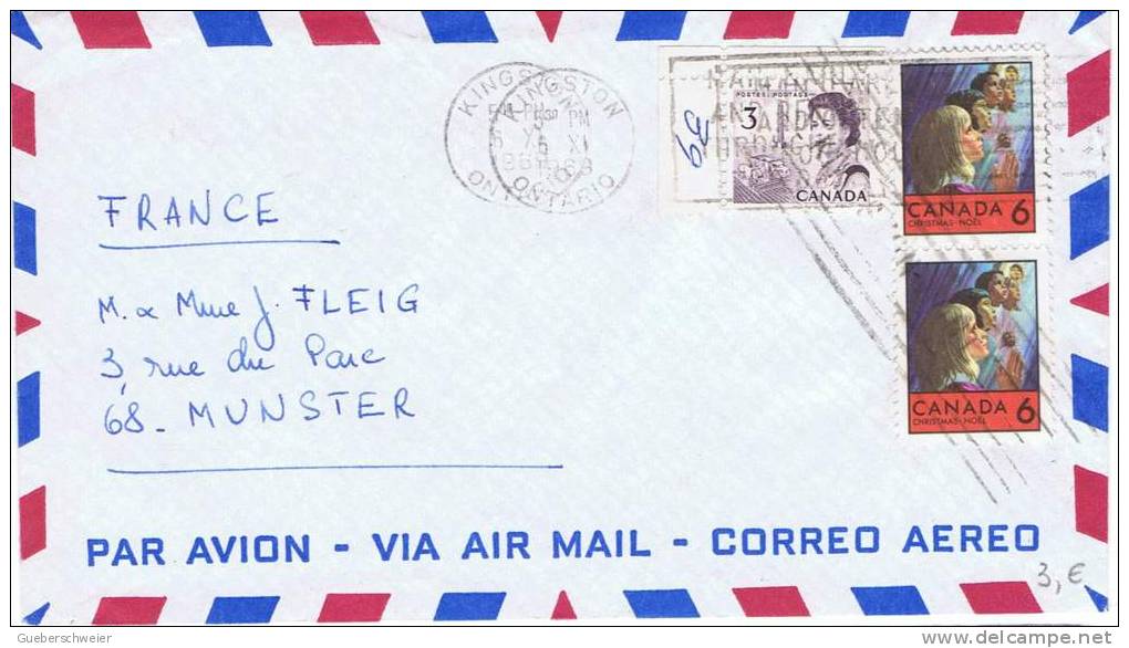 NOEL 80 - CANADA 3 Lettres Par Avion CHRISTMAS NOEL 1968/69 - Storia Postale