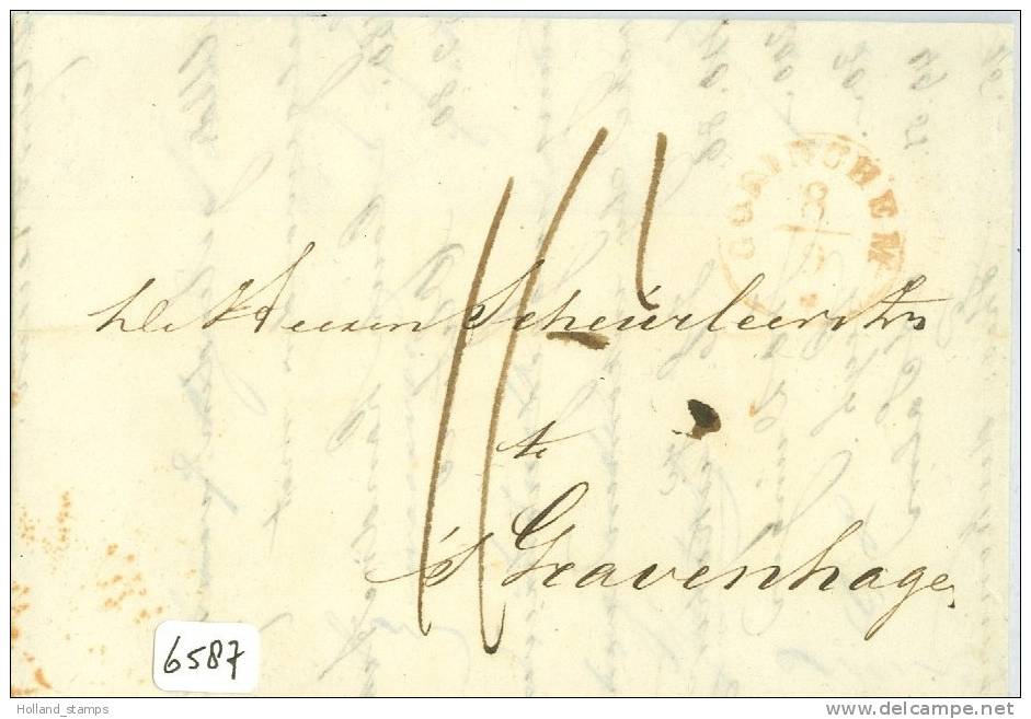 VOORLOPER HANGESCHREVEN BRIEF Uit 1846 Van GORINCHEM Naar 's-GRAVENHAGE * PORTO 15 CT (6587) - ...-1852 Préphilatélie