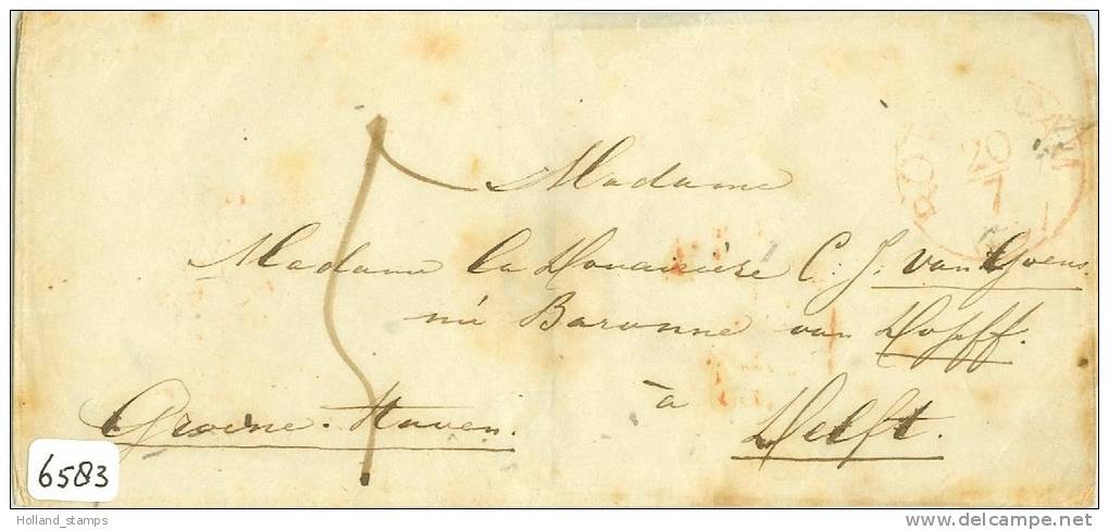 BRIEFOMSLAG Uit 1857 Van ROTTERDAM Naar DELFT * PORTO 5 CENT (6583) - Lettres & Documents