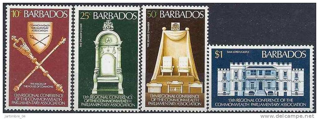 1977 BARBADES 434-37** Parlement, Bouclier - Barbados (1966-...)