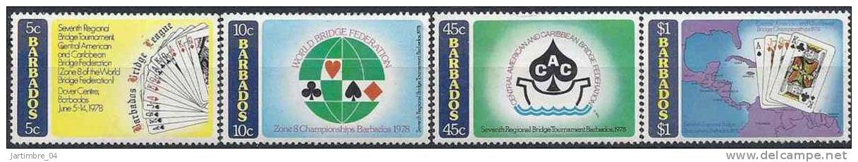 1978 BARBADES 452-55** Bridge, Jeux  De Carte - Barbados (1966-...)