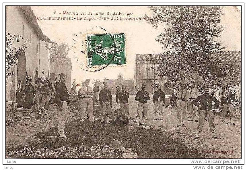 MANOEUVRE DE LA 82è BRIGADE 1905 AU CANTONNEMENT LE REPOS 3è BATAILLON DE CHASSEURS A PIED REF 8986 - Fencing