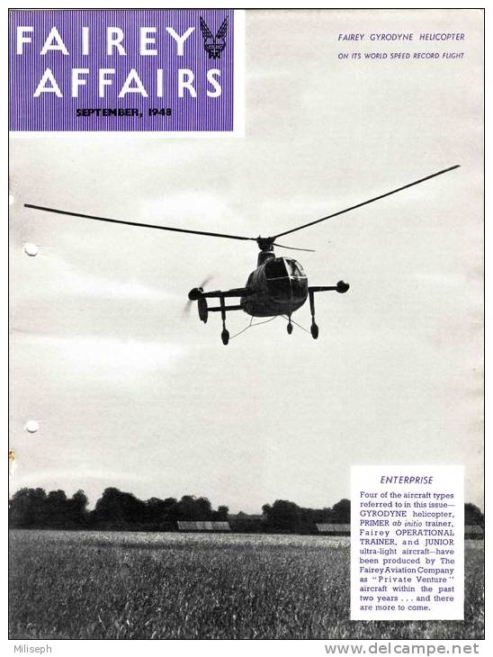 FAIREY AFFAIRS - September 1948 - Avions, Bateaux , Hélicoptère GYRODYNE FAIREY - (SONACA)       (2889) - Englisch