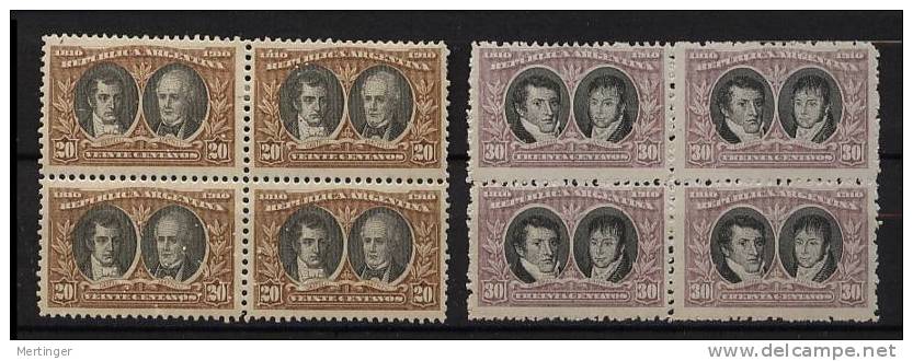 Argentinien Argentina Mi# 137-52 **,* 4er Block Revolution 1910