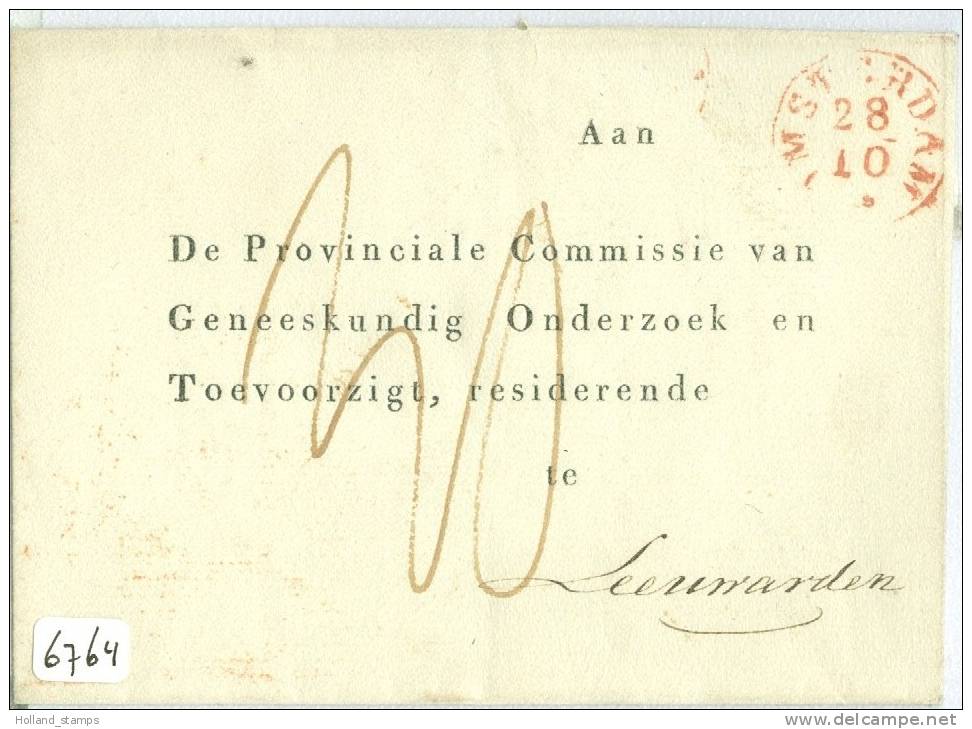 VOORLOPER BRIEFOMSLAG Van AMSTERDAM Naar LEEUWARDEN COMMISSIE GENEESKUNDIG ONDERZOEK (6764) - ...-1852 Voorlopers